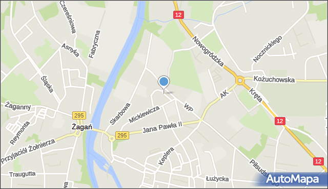Żagań, Plac Królowej Jadwigi, mapa Żagań