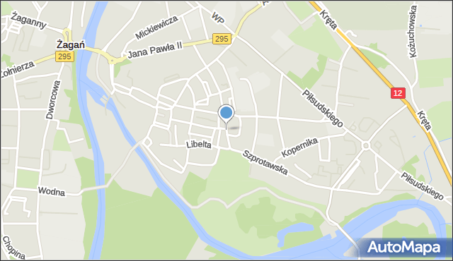 Żagań, Plac Słowiański, mapa Żagań