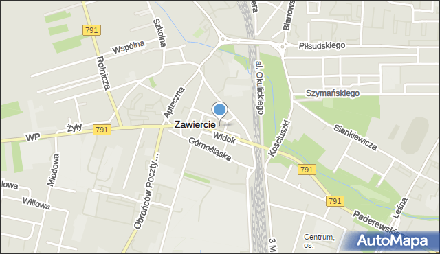 Zawiercie, Plac Dąbrowskiego Jarosława, gen., mapa Zawiercie