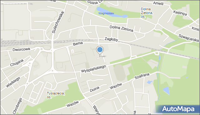 Zielona Góra, Plac Korczakowców, mapa Zielona Góra