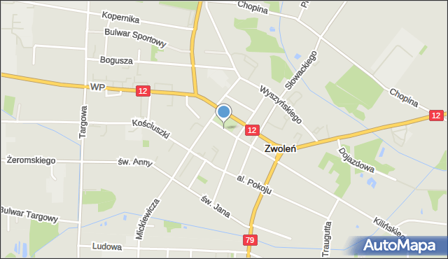 Zwoleń, Plac Kochanowskiego Jana, mapa Zwoleń