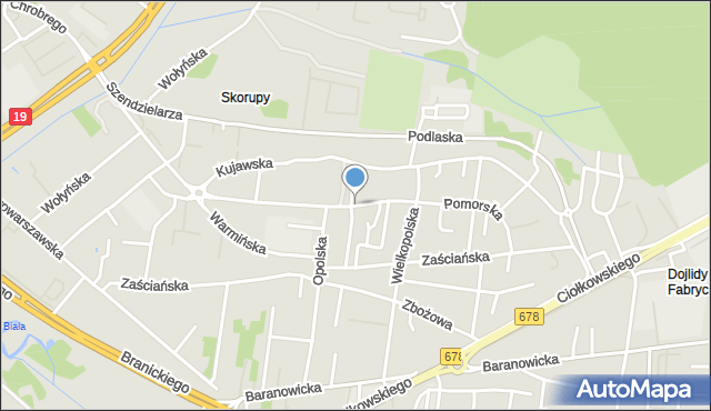 Białystok, Pomorska, mapa Białegostoku