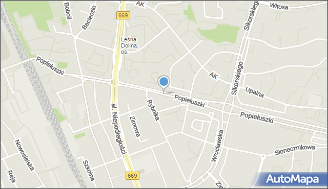 Białystok, Popiełuszki Jerzego, bł. ks., mapa Białegostoku