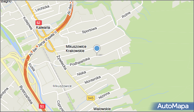 Bielsko-Biała, Podhalańska, mapa Bielsko-Białej