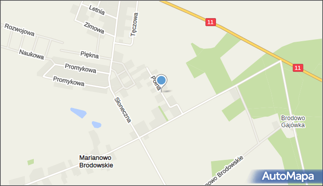 Brodowo gmina Środa Wielkopolska, Polna, mapa Brodowo gmina Środa Wielkopolska
