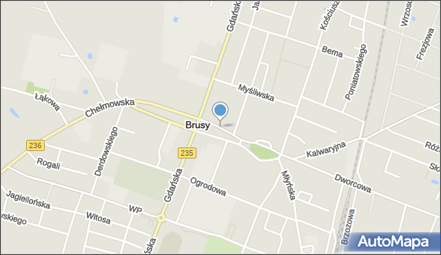 Brusy, Pocztowa, mapa Brusy