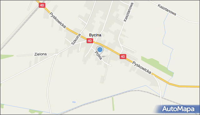 Bycina, Polna, mapa Bycina