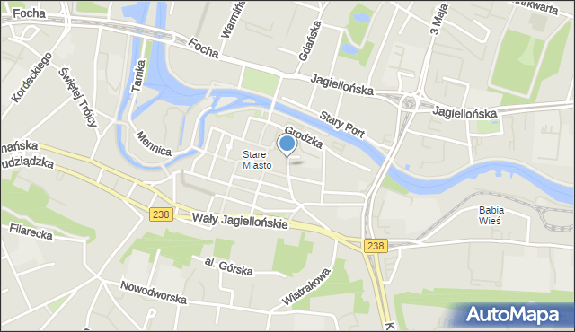 Bydgoszcz, Podwale, mapa Bydgoszczy