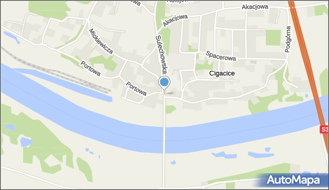 Cigacice, Pocztowa, mapa Cigacice