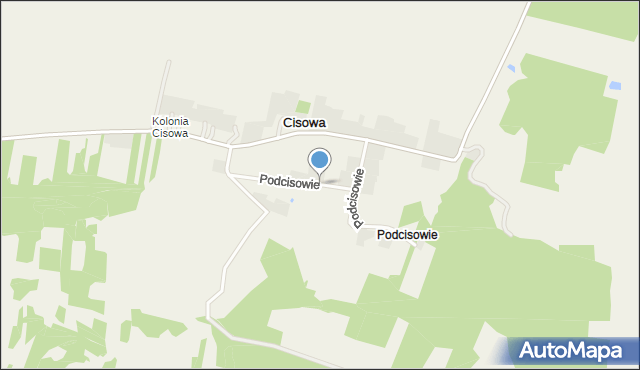 Cisowa gmina Pilica, Podcisowie, mapa Cisowa gmina Pilica