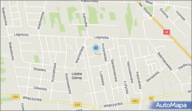 Częstochowa, Pomorska, mapa Częstochowy