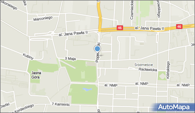 Częstochowa, Popiełuszki Jerzego, bł. ks., mapa Częstochowy