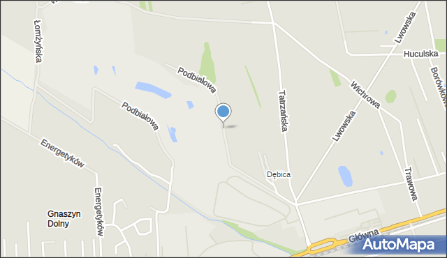 Częstochowa, Podbiałowa, mapa Częstochowy