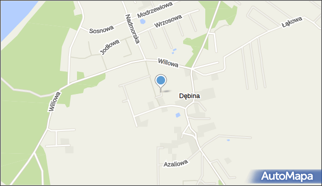 Dębina gmina Ustka, Podgórna, mapa Dębina gmina Ustka