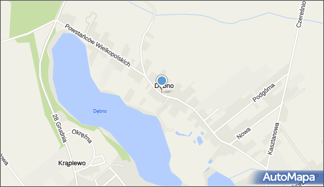 Dębno gmina Stęszew, Powstańców Wielkopolskich, mapa Dębno gmina Stęszew