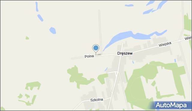 Dręszew, Polna, mapa Dręszew