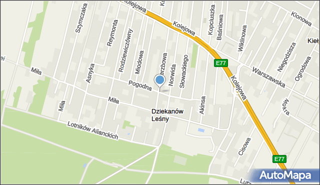 Dziekanów Leśny, Pogodna, mapa Dziekanów Leśny