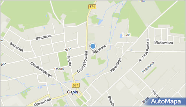 Gąbin powiat płocki, Północna, mapa Gąbin powiat płocki