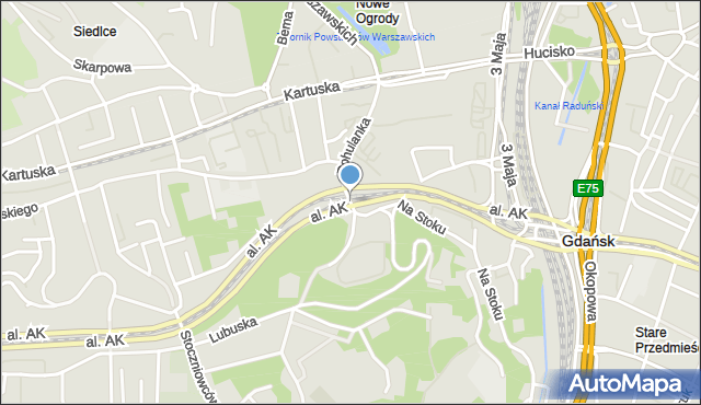 Gdańsk, Pohulanka, mapa Gdańska