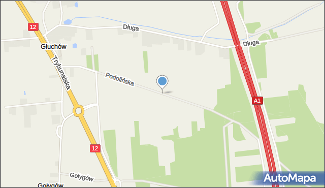 Głuchów gmina Tuszyn, Podolińska, mapa Głuchów gmina Tuszyn