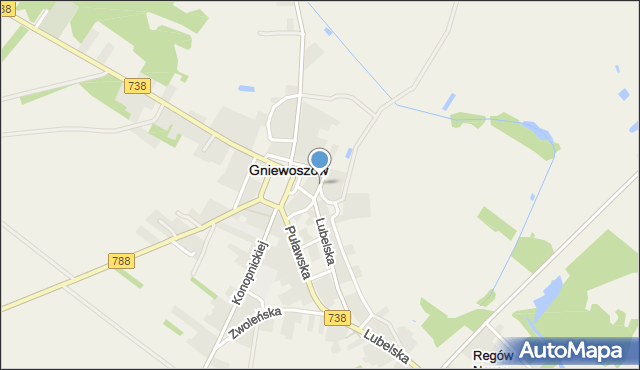 Gniewoszów powiat kozienicki, Polna, mapa Gniewoszów powiat kozienicki