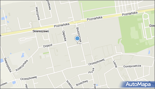 Gniezno, Poprzeczna, mapa Gniezna