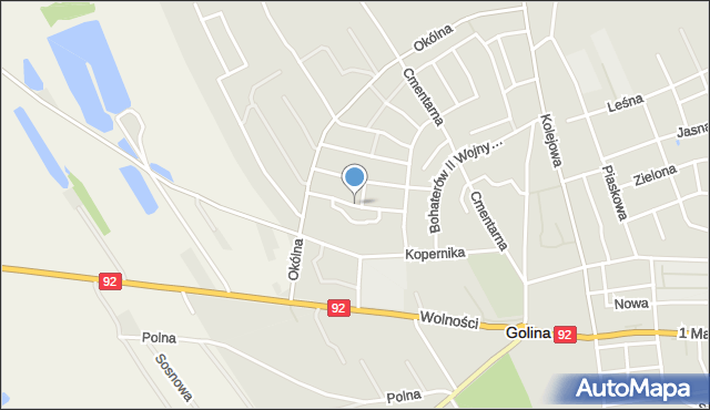 Golina powiat koniński, Powstańców Warszawy, mapa Golina powiat koniński