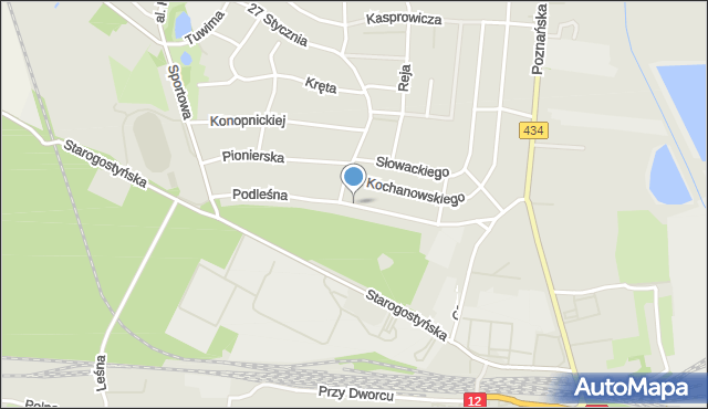 Gostyń, Podleśna, mapa Gostyń