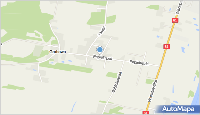 Grabowo gmina Olszewo-Borki, Popiełuszki Jerzego, bł. ks., mapa Grabowo gmina Olszewo-Borki