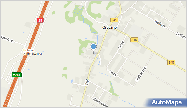 Gruczno, Podgórna, mapa Gruczno