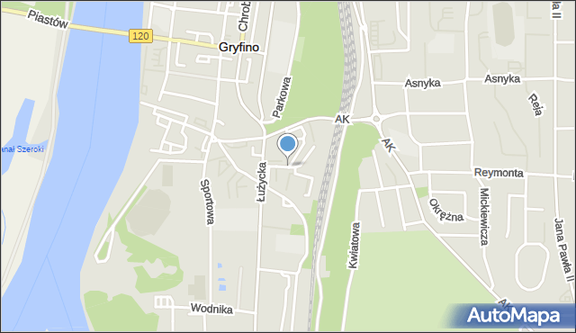 Gryfino, Policyjna, mapa Gryfino