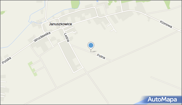 Januszkowice gmina Długołęka, Polna, mapa Januszkowice gmina Długołęka