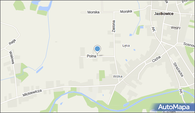 Jastkowice, Polna, mapa Jastkowice