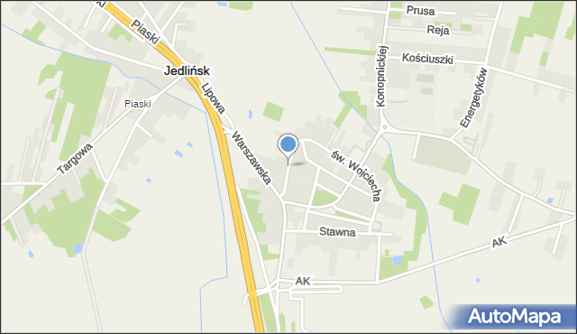 Jedlińsk, Pocztowa, mapa Jedlińsk