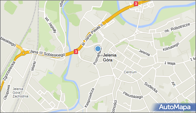 Jelenia Góra, Poznańska, mapa Jelenia Góra