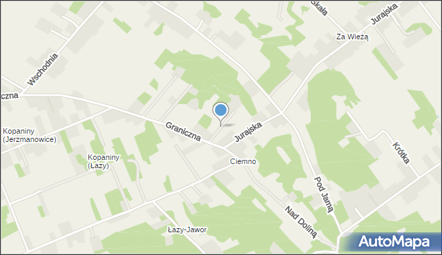 Jerzmanowice gmina Jerzmanowice-Przeginia, Pod Lasem, mapa Jerzmanowice gmina Jerzmanowice-Przeginia