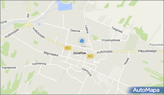 Józefów powiat biłgorajski, Popławskiego Jana Ludwika, mapa Józefów powiat biłgorajski