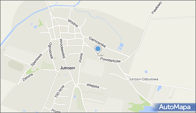 Jutrosin powiat rawicki, Powstańców, mapa Jutrosin powiat rawicki