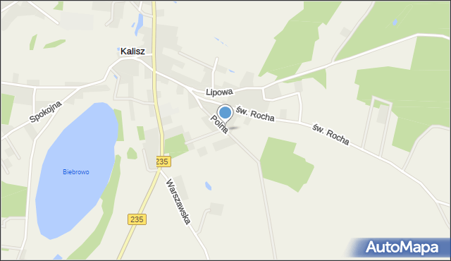 Kalisz gmina Dziemiany, Polna, mapa Kalisz gmina Dziemiany