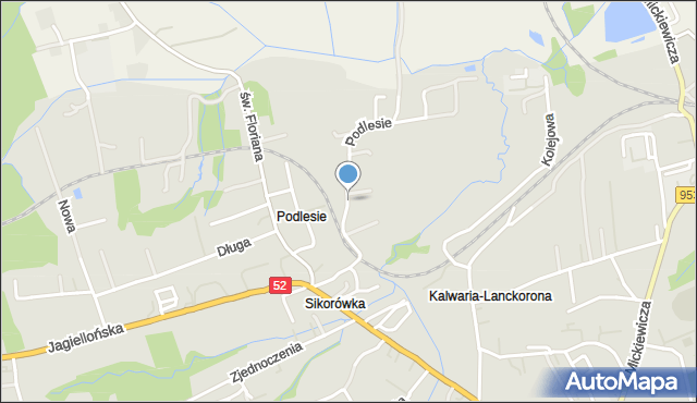 Kalwaria Zebrzydowska, Podlesie, mapa Kalwaria Zebrzydowska