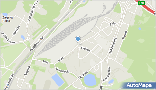 Katowice, Pola Wincentego, mapa Katowic