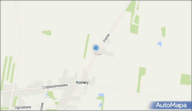 Konary gmina Kłomnice, Polna, mapa Konary gmina Kłomnice