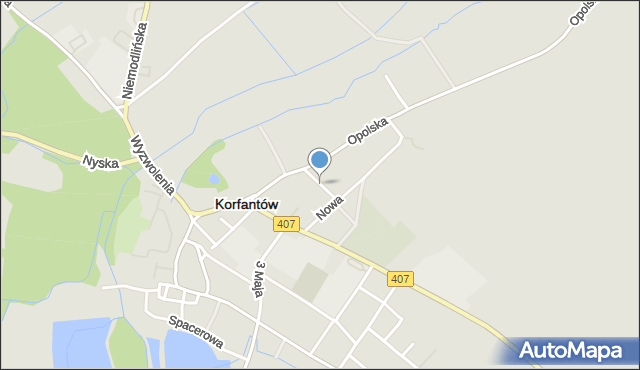 Korfantów, Poprzeczna, mapa Korfantów