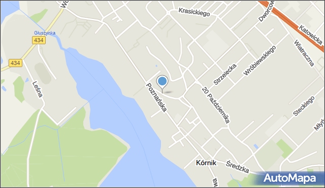 Kórnik, Poprzeczna, mapa Kórnik