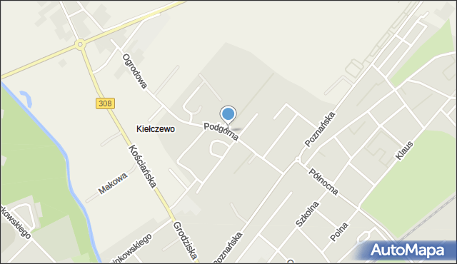 Kościan, Podgórna, mapa Kościan