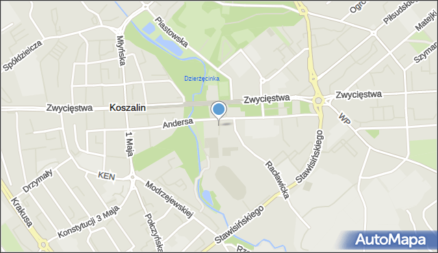 Koszalin, Pocztowa, mapa Koszalina
