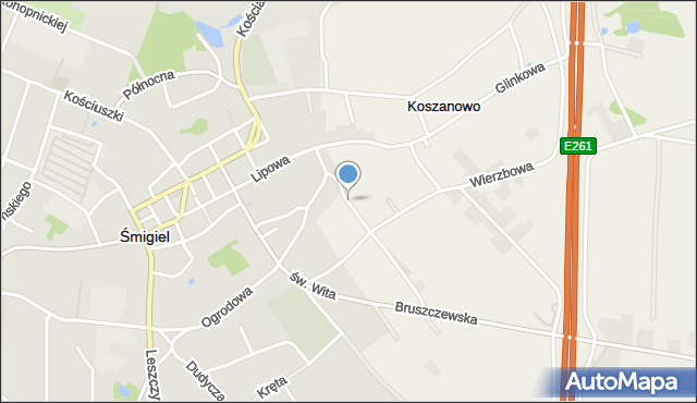 Koszanowo gmina Śmigiel, Półwiejska, mapa Koszanowo gmina Śmigiel