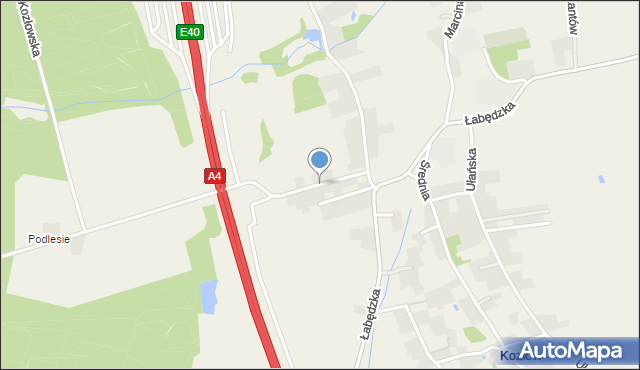 Kozłów gmina Sośnicowice, Podlesie, mapa Kozłów gmina Sośnicowice