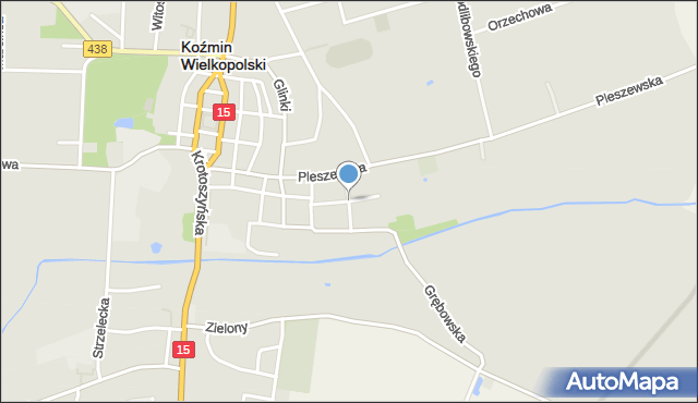 Koźmin Wielkopolski, Podgórna, mapa Koźmin Wielkopolski