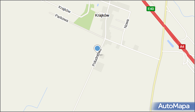 Krajków gmina Żórawina, Południowa, mapa Krajków gmina Żórawina